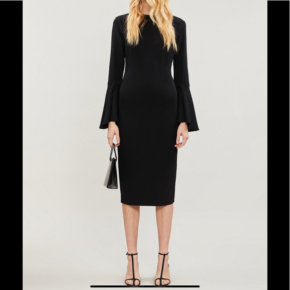 REISS Annie fluted-sleeve crepe midi dress